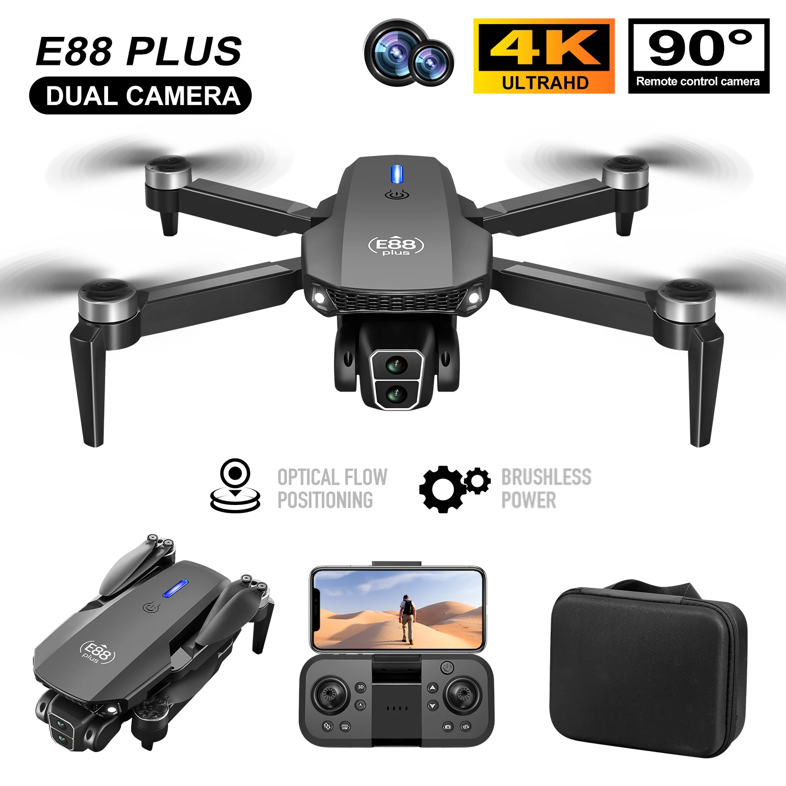 New E88 Plus Quadcopter Drone: - огляд і ціна Drone Camera 4K